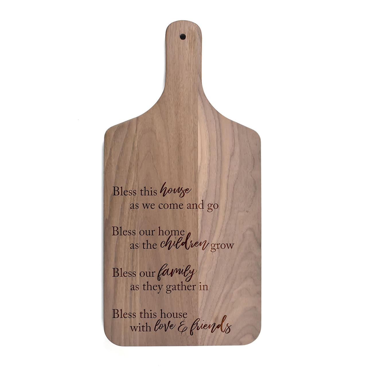 17" Bless This House Walnut Paddle Cutting Board